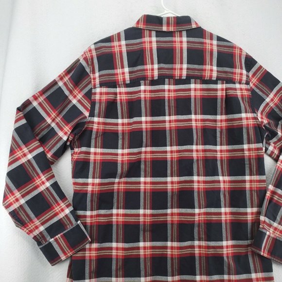 Chaps Men's Long Sleeve Casual Button Up Plaid Fitted Chest Pockets Red Large - Picture 11 of 12